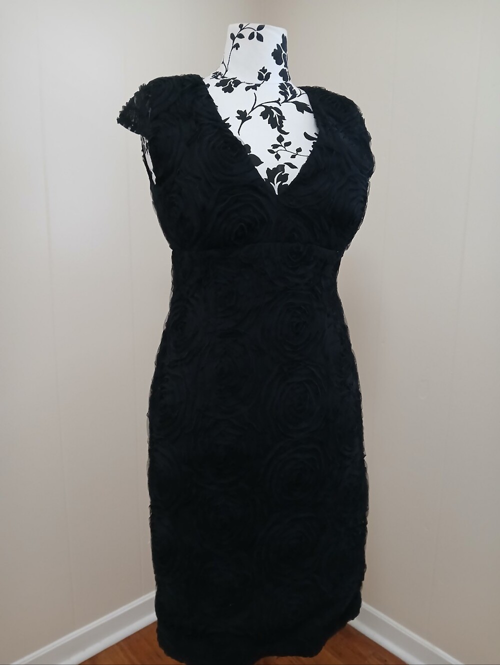 NW Collections Rare Vintage Tulle Floral Little Black Dress